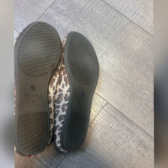 Rothy's Mocha Leopard Print Round Toe Ballet Flat Knit Loafer Size 9 RETIRED - Picture 4 of 7